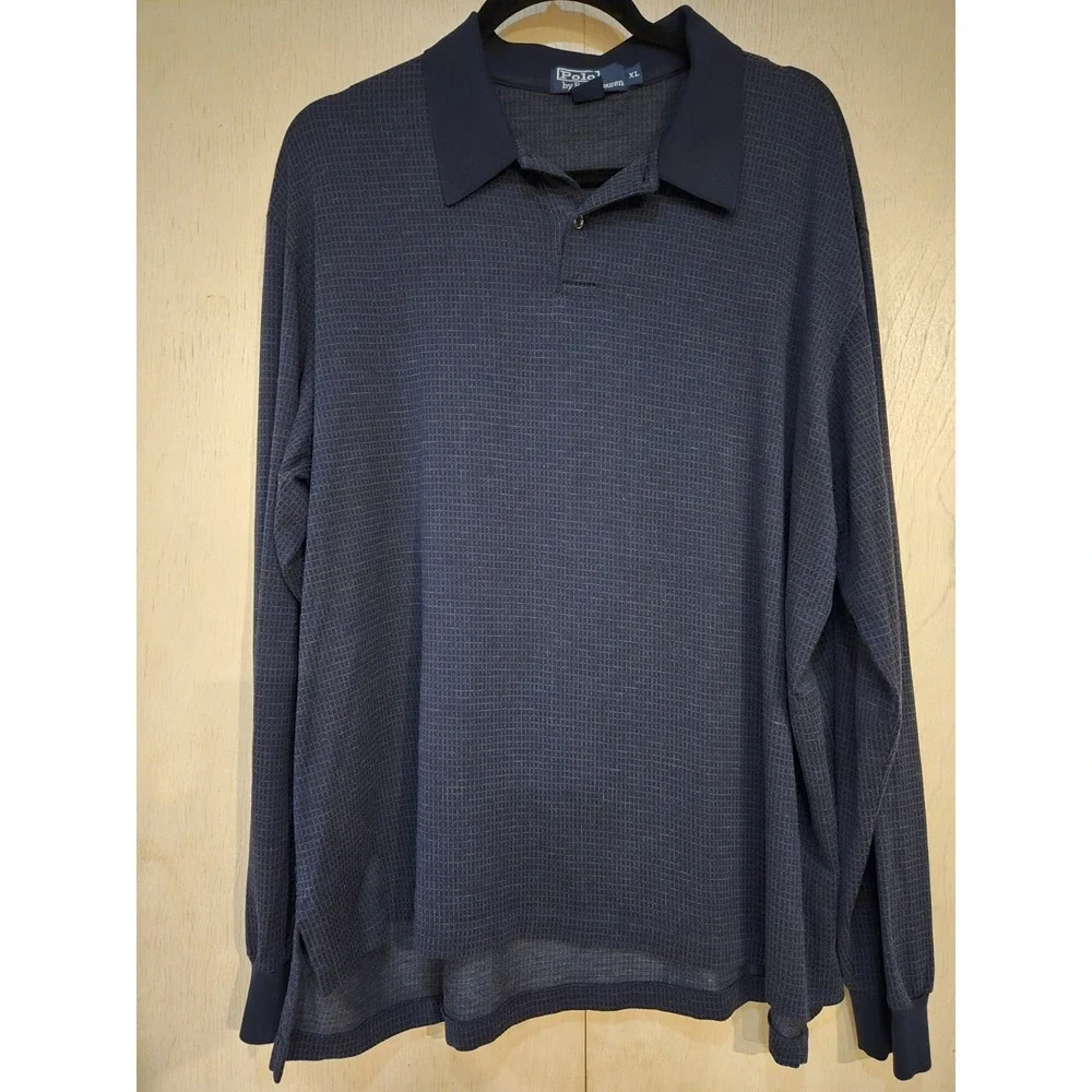 Polo by Ralph Lauren Mens XL Long Sleeve Polo Shirt Pima Cotton Peru Navy